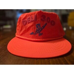 VTG Neon Orange Deli 300 (Closed Las Vegas Deli) Rope Strap Back Nissan Hat NOS